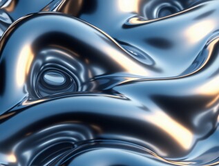 Wall Mural - an abstract futuristic form reminiscent of liquid metal, with smooth transitions, mirror reflections