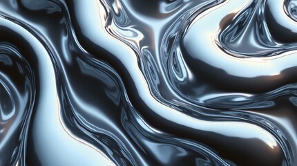 Wall Mural - an abstract futuristic form reminiscent of liquid metal, with smooth transitions, mirror reflections
