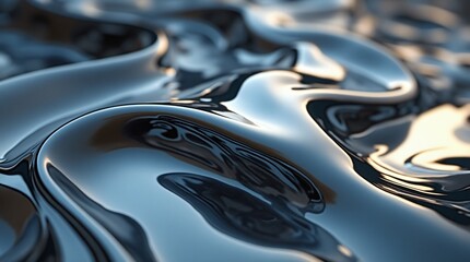 Wall Mural - an abstract futuristic form reminiscent of liquid metal, with smooth transitions, mirror reflections