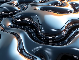Wall Mural - an abstract futuristic form reminiscent of liquid metal, with smooth transitions, mirror reflections
