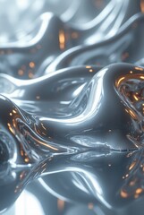 Wall Mural - an abstract futuristic form reminiscent of liquid metal, with smooth transitions, mirror reflections