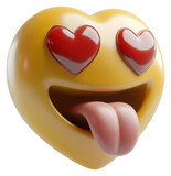 PNG 3d love emoji heart tongue yellow.