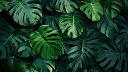  abstract green leaf texture, nature background, tropical leaf