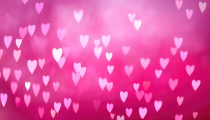 Poster - romantic pink heart bokeh background with glowing glitter surface, dreamy floating hearts, soft light effects for love themes

