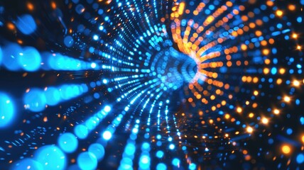 abstract picture of digital particle with digital technology style design connecting become dynamic 