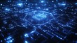© GRACE - Futuristic blue circuit board with glowing hexagonal pattern in dark environment