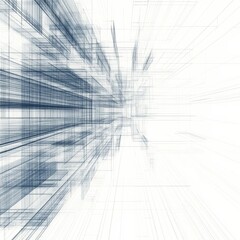 Poster - Abstract Blue and White Perspective: A Complex Geometric Construction with Lines and Planes 