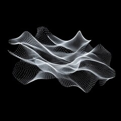 Leinwandbilder - Abstract White Wireframe Surface on Black Background: A Futuristic, Minimalist Aesthetic