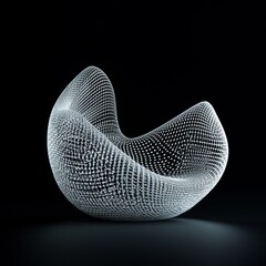 Fototapete - Abstract White Woven Structure on Black Background: An elegant and modern art piece with a delicate woven design.