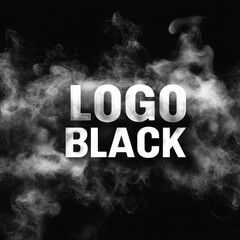 Aufkleber - Mysterious Logo Black: White Text Wrapped in Ethereal Smoke on a Dark Background, Creating an Atmospheric and Dramatic Effect 