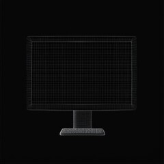 Poster - Wireframe Render of a Computer Monitor on a Black Background: Abstract Technology Visualization