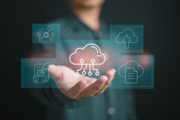 Aufkleber - Secure Cloud Storage and Backup Solutions. Highlights data security, backup management, and file synchronization in cloud environments for reliability and accessibility.