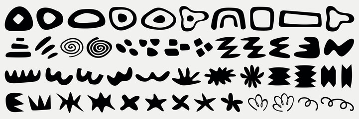 Wall Mural - abstract black shapes on white background. geometric patterns, abstract designs, and bold shapes cre