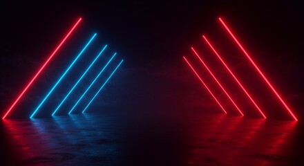 Wall Mural - light illumination. contemporary red and blue neon lights illuminate abstract scene background in 3d