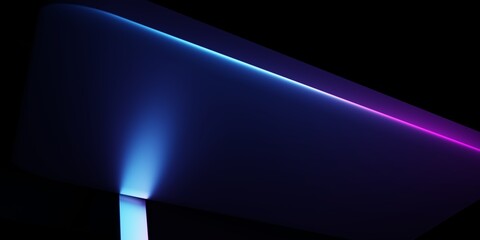 Wall Mural - 3d rendering of purple and blue abstract geometric background. cyberpunk concept. advertising design
