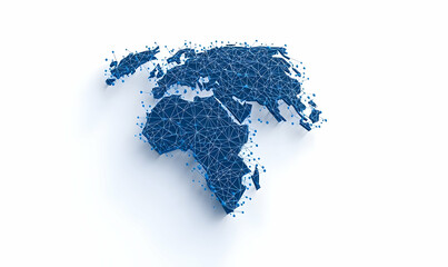 Abstract Geometric Earth Map with Blue Network Lines and Dots