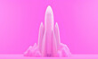 © Chantanapa - Pink Rocket with Clouds on Bright Pink Background for Creative Projects