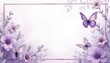 © miss irine - Floral design mockup card 5x7, portrait orientation, white, soft purple butterfly theme. Flower illustration frame decoration. Spring holiday wallpaper template with butterfly, leaves, floral pattern.
