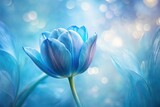 Serene Blue Tulip Blossom in Soft Focus with Delicate Petals and Dreamy Background