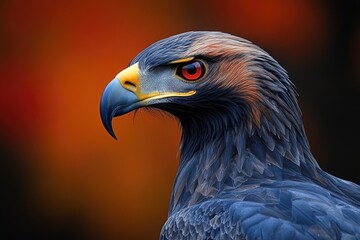 Wall Mural - a close-up shot of a bird of prey's face, emphasizing its sharp features and piercing gaze