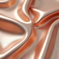 Aufkleber - Shiny metallic rose gold fabric reflects light with soft sheen. Luxurious draped textile surface smooth texture. Stylish fashion material with opulent luster, artistic wave pattern, beauty, warmth.