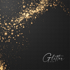 Wall Mural - gold glitter transparent effect. elegant luxury gold dust. shining light effect. golden dust