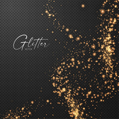 Wall Mural - gold glitter transparent effect. elegant luxury gold dust. shining light effect. golden dust