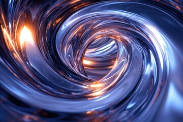 Poster - Abstract swirling metallic vortex with glowing inner light, creating a mesmerizing visual effect.