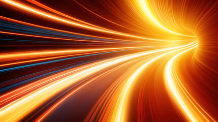Wall Mural - dynamic light trails create vibrant tunnel effect, showcasing energy and motion. warm colors of oran