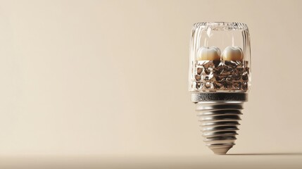 Aufkleber - Highly detailed cross sectional view of a dental implant showcasing titanium structure and ceramic crown in soft lighting Generative AI