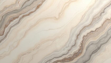 Aufkleber - Close-up of beige and gray marble surface with swirling pattern. Flowing veins of darker brown creating organic texture. Natural stone background, decor tile design, luxurious polished material.