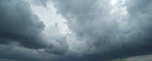 Wall Mural - dramatic sky background of storm clouds. grey cloudscape, gloomy weather. heavy dark clouds hover, c