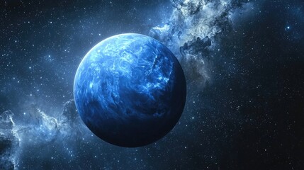 Wall Mural - a picture of the planet neptune. stars and galactic energy in the background.