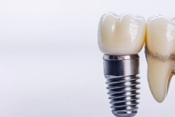 Aufkleber - High quality dental implant showcasing superior metal design with tooth attachment on a smooth background for educational use Generative AI