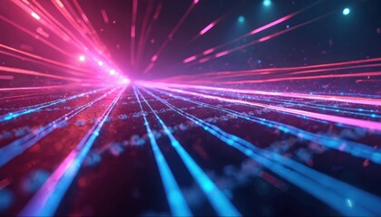 Leinwandbilder - Mesmerizing neon lights create abstract patterns in vibrant spectrum. Otherworldly futuristic visual display of energy, technology. Dynamic motion design with innovation, imagination. Geometric
