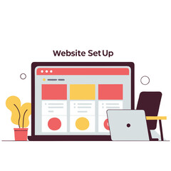 website setup concept illustration representing development, design, and online presence