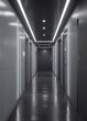 © Outhay - Futuristic steel hallway with glowing white lights, contemporary, metallic, technology, innovation, futuristic background