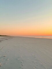 Aufkleber - Beautiful sunset at an empty beach with a long stretch of sand and peaceful horizon Generative AI
