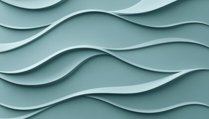 Wall Mural - Seamless Robin s Egg Blue 3D Wave Pattern, Minimalist Design Background for Text or Presentation