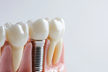 Aufkleber - Quality dental implant showcasing metal texture and design details on a smooth white surface with space for text Generative AI