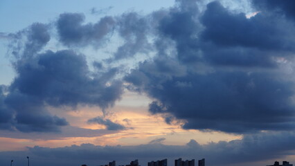Wall Mural - the beautiful and cloudy sky sunset view before the typhoon coming in summer