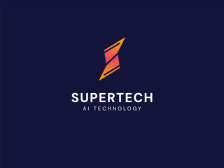 Wall Mural - artificial intelligence with letter s geometry future technology analysis logo vector design concept