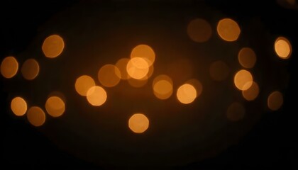 Bokeh photography of golden lights against a black background, soft diffused lighting, creating a warm and festive atmosphere