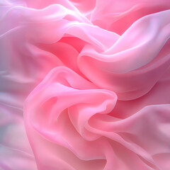 Aufkleber - Graceful waves of light fabric flow seamlessly. Pink hues with accents of soft blue glow, creating a delicate, enveloping effect. Minimalism meets modern abstraction