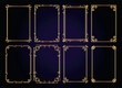 © artBit - Decorative gold frames. Retro calligraphic ornamental frame, vintage golden rectangle ornaments, and ornate border. Decorative wedding frames, antique museum isolated image borders.