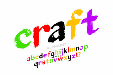 Wall Mural - painting paint brush style font, alphabet letters and numbers vector illustration