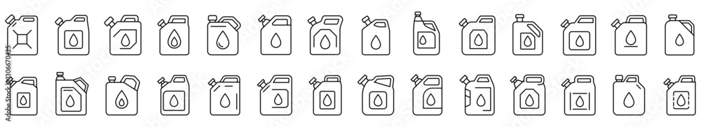 Canister icon. Editable stroke. Set of canister or fuel linear icons ...