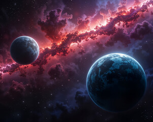 stunning cosmic nebula glowing space scene breathtaking planets deep universe exploration vibrant ga