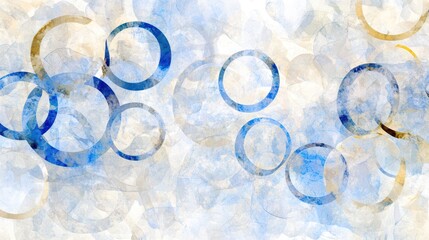 Wall Mural - abstract blue circle composition: an ethereal and abstract composition of overlapping blue and gold 