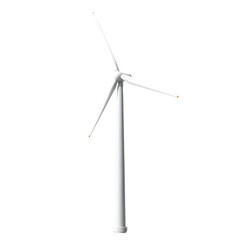 full length wind turbine isolated on transparent background